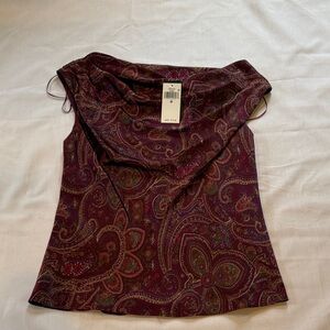 Lauren Ralph Lauren Burgundy Paisley Blouse